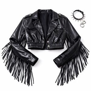 Dolls Kill Faux Leather Punk Grunge Fringe Moto Jacket ♠️